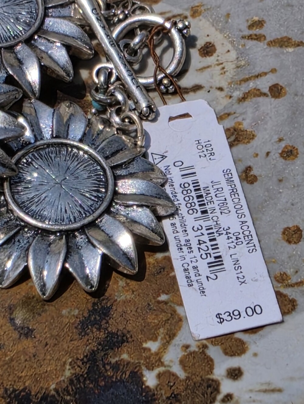 NEW Lucky Brand Silvertone Sunflower Bracelet - Picture 4 of 5